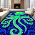 thumbnail image 1 of ODIKA 3'x5' Machine Washable Non-Slip Area Rug, Undersea Creature Hook Stitch Embroidery Artisan High Traffic Rug, Green, 636231, 1 of 7