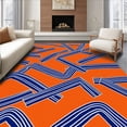 thumbnail image 1 of ODIKA 3'x5' Machine Washable Non-Slip Area Rug, Urban Court Interlocking Stripe Motif with Dynamic Fan Inspired High Traffic Rug with Pad, Orange, 669910, 1 of 8