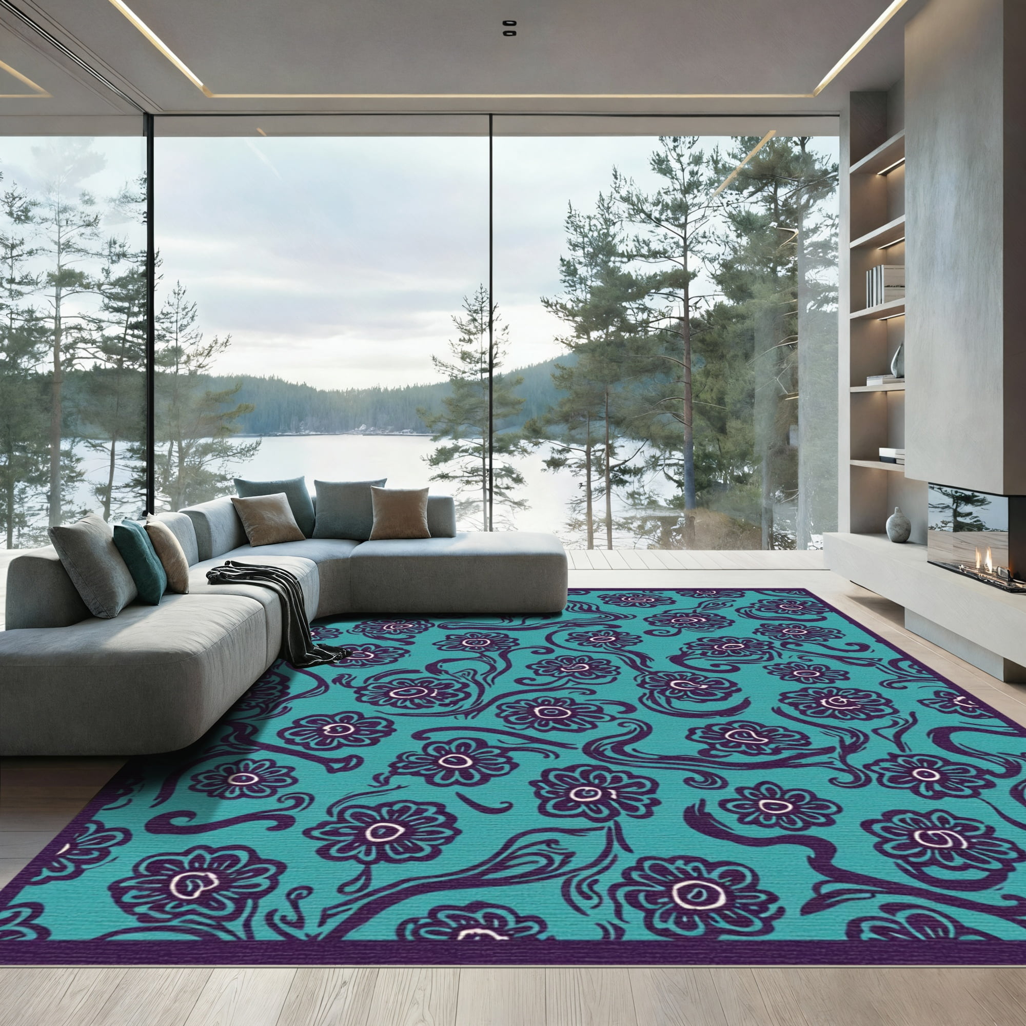 ODIKA 3x5 Machine Washable Non-Slip Area Rug, Venomous Bloom Floral ...