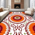 thumbnail image 1 of ODIKA 3'x5' Machine Washable Non-Slip Area Rug, Vibrant Floral Medallion Sunburst Artisan High Traffic Rug with Pad, Orange, 718948, 1 of 8