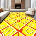 thumbnail image 1 of ODIKA 3'x5' Machine Washable Non-Slip Area Rug, Vibrant Interlocking Softball Seam Design With Bold Athletic Flair High Traffic Rug, Yellow, 670296, 1 of 5