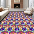 thumbnail image 1 of ODIKA 3'x5' Machine Washable Non-Slip Area Rug, Vibrant Kaleidoscope Interlocking Abstract Contemporary High Traffic Rug, Purple, 664821, 1 of 7