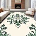 thumbnail image 1 of ODIKA 3'x5' Machine Washable Non-Slip Area Rug, Victorian Filigree Medallion with Flourishing Botanical Motifs High Traffic Rug, Green, 541725, 1 of 7