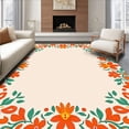 thumbnail image 1 of ODIKA 3'x5' Machine Washable Non-Slip Area Rug, Vintage Blossom Trim Decorative Floor High Traffic Rug, Orange, 663231, 1 of 7