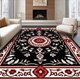 thumbnail image 1 of ODIKA 3'x5' Machine Washable Non-Slip Area Rug, Vintage Classic Highlighted by Ornate Botanical Embellishments High Traffic Rug, Black, 665724, 1 of 7