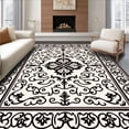thumbnail image 1 of ODIKA 3'x5' Machine Washable Non-Slip Area Rug, Vintage Damask Flourish with Ornate Classical High Traffic Rug, Black, 486528, 1 of 7