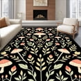 thumbnail image 1 of ODIKA 3'x5' Machine Washable Non-Slip Area Rug, Vintage Meadow Bouquet With Stylized Mushroom Accents High Traffic Rug, Black, 543232, 1 of 7