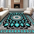 thumbnail image 1 of ODIKA 3'x5' Machine Washable Non-Slip Area Rug, Vintage Medallion Handwoven Chindi Floor Decorative Accent High Traffic Rug with Pad, Black, 534799, 1 of 8