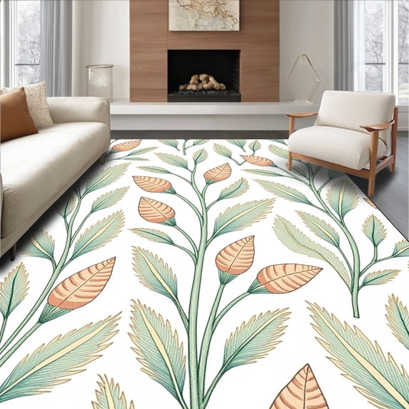 ODIKA 3'x5' Machine Washable Non-Slip Area Rug, Vintage Nautical Shell and Seagrass with Classic Charm High Traffic Rug with Pad, Ivory, 729612