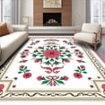 thumbnail image 1 of ODIKA 3'x5' Machine Washable Non-Slip Area Rug, Vintage Rose Medallion Crochet Kit Pre Printed Holiday Canvas High Traffic Rug, Pink, 645886, 1 of 7
