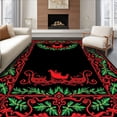 thumbnail image 1 of ODIKA 3'x5' Machine Washable Non-Slip Area Rug, Vintage Santa Sleigh Motif with Festive Flourishes Classic Art High Traffic Rug, Black, 626587, 1 of 7