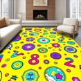 thumbnail image 1 of ODIKA 3'x5' Machine Washable Non-Slip Area Rug, Vivid Educational Displaying Letters Numerals Weather Icons and Celestial Bodies High Traffic Rug, Yellow, 695046, 1 of 7