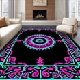 thumbnail image 1 of ODIKA 3'x5' Machine Washable Non-Slip Area Rug, Vivid Marine Fantasy with Interlocking Festive Flourishes High Traffic Rug with Pad, Pink, 745424, 1 of 8
