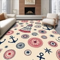 thumbnail image 1 of ODIKA 3'x5' Machine Washable Non-Slip Area Rug, Voyage Maritime Starfish Lighthouse Seashell Anchor Compass High Traffic Rug, Ivory, 684220, 1 of 7