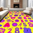 thumbnail image 1 of ODIKA 3'x5' Machine Washable Non-Slip Area Rug, Whimsical Alphabet Carousel Featuring Playful Letter Characters and Vibrant High Traffic Rug, Yellow, 690360, 1 of 7