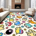 thumbnail image 1 of ODIKA 3'x5' Machine Washable Non-Slip Area Rug, Whimsical Animal Parade Interlocking with Bright Character Motifs High Traffic Rug with Pad, Yellow, 679528, 1 of 8