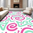 thumbnail image 1 of ODIKA 3'x5' Machine Washable Non-Slip Area Rug, Whimsical Bubble Gum Swirls and Dots Patterned Plush Floor Accent High Traffic Rug, Pink, 684112, 1 of 7