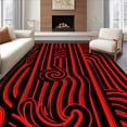 thumbnail image 1 of ODIKA 3'x5' Machine Washable Non-Slip Area Rug, Whimsical Cane Stripe Holiday with Peppermint Swirl Design High Traffic Rug with Pad, Black, 651553, 1 of 8