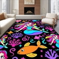 thumbnail image 1 of ODIKA 3'x5' Machine Washable Non-Slip Area Rug, Whimsical Cartoon Sea Creature Latch Hook with Playful Mermaid Design High Traffic Rug with Pad, Pink, 726041, 1 of 8