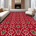 thumbnail image 1 of ODIKA 3'x5' Machine Washable Non-Slip Area Rug, Whimsical Christmas Cane Lattice with Seasonal Flair Details High Traffic Rug, Red, 647859, 1 of 5