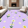 thumbnail image 1 of ODIKA 3'x5' Machine Washable Non-Slip Area Rug, Whimsical Daisy Chain Design with Scattered Bloom Accents High Traffic Rug with Pad, Purple, 451052, 1 of 8