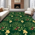 thumbnail image 1 of ODIKA 3'x5' Machine Washable Non-Slip Area Rug, Whimsical Evergreen Interlocking Pine Needle and Holly Design High Traffic Rug, Green, 503473, 1 of 7