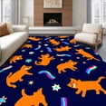 thumbnail image 1 of ODIKA 3'x5' Machine Washable Non-Slip Area Rug, Whimsical Feline Illuminated Floor Covering with LED Accent High Traffic Rug, Orange, 617269, 1 of 7