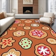 thumbnail image 1 of ODIKA 3'x5' Machine Washable Non-Slip Area Rug, Whimsical Gingerbread Cookie Featuring Snowflake and Details High Traffic Rug, Brown, 623481, 1 of 7