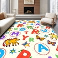 thumbnail image 1 of ODIKA 3'x5' Machine Washable Non-Slip Area Rug, Whimsical Jungle Alphabet Playful Safari Animal High Traffic Rug, Red, 696251, 1 of 7