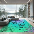 thumbnail image 1 of ODIKA 3'x5' Machine Washable Non-Slip Area Rug, Whimsical Mermaid Cove Seahorse Starfish Decorative High Traffic Rug with Pad, Green, 931402, 1 of 8