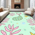 thumbnail image 1 of ODIKA 3'x5' Machine Washable Non-Slip Area Rug, Whimsical Mermaid Splash with Starfish and Coral Illustration High Traffic Rug with Pad, Pink, 723627, 1 of 8