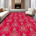 thumbnail image 1 of ODIKA 3'x5' Machine Washable Non-Slip Area Rug, Whimsical Peppermint Cane Interlocking Starburst Celebration High Traffic Rug with Pad, Red, 647856, 1 of 8