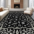 thumbnail image 1 of ODIKA 3'x5' Machine Washable Non-Slip Area Rug, Whimsical Pinecone with Interlocking Ribbons and Snowfall High Traffic Rug, Black, 746159, 1 of 7