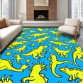 thumbnail image 1 of ODIKA 3'x5' Machine Washable Non-Slip Area Rug, Whimsical Prehistoric Creature with Lively Cartoon Dinosaur Scenes High Traffic Rug, Blue, 727224, 1 of 7