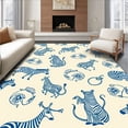 thumbnail image 1 of ODIKA 3'x5' Machine Washable Non-Slip Area Rug, Whimsical Safari Critters Motif Featuring Lion Giraffe Monkey and Zebra High Traffic Rug with Pad, Ivory, 684045, 1 of 8