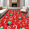 thumbnail image 1 of ODIKA 3'x5' Machine Washable Non-Slip Area Rug, Whimsical Santa with Cane Stripes and Starbursts High Traffic Rug with Pad, Red, 629914, 1 of 8