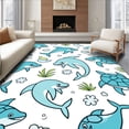 thumbnail image 1 of ODIKA 3'x5' Machine Washable Non-Slip Area Rug, Whimsical Sea Creatures Bathroom Accessories Complete High Traffic Rug with Pad, Blue, 720738, 1 of 8