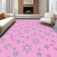thumbnail image 1 of ODIKA 3'x5' Machine Washable Non-Slip Area Rug, Whimsical Snow Crystal Symphony Holiday Embellished Design High Traffic Rug with Pad, Pink, 622779, 1 of 8