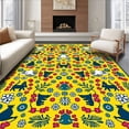 thumbnail image 1 of ODIKA 3'x5' Machine Washable Non-Slip Area Rug, Whimsical Snowy Woodland Creatures and Berry High Traffic Rug with Pad, Yellow, 625437, 1 of 8
