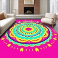 thumbnail image 1 of ODIKA 3'x5' Machine Washable Non-Slip Area Rug, Whimsical Starburst and Arch with Radiant Festive Petals High Traffic Rug, Pink, 643920, 1 of 7