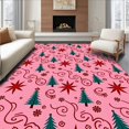 thumbnail image 1 of ODIKA 3'x5' Machine Washable Non-Slip Area Rug, Whimsical Winter Wonderland Trees And Starburst Festive Arrangement High Traffic Rug with Pad, Pink, 735617, 1 of 8