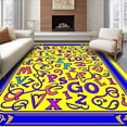 thumbnail image 1 of ODIKA 3'x5' Machine Washable Non-Slip Area Rug, Whirlwind Letter Parade with Floating Numbers and Artistic Borders High Traffic Rug, Yellow, 694280, 1 of 7