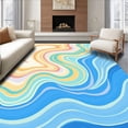 thumbnail image 1 of ODIKA 3'x5' Machine Washable Non-Slip Area Rug, Whispered Horizon with Blended Pastel Waves High Traffic Rug with Pad, Beige, 537695, 1 of 8