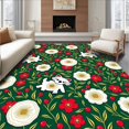 thumbnail image 1 of ODIKA 3'x5' Machine Washable Non-Slip Area Rug, Winter Garden Dogs with Joyful Floral Burst and Festive Details High Traffic Rug with Pad, Green, 635941, 1 of 8