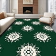 thumbnail image 1 of ODIKA 3'x5' Machine Washable Non-Slip Area Rug, Winter Snowflake Medallion Design Seasonal Celebration Floor Covering High Traffic Rug with Pad, Green, 613253, 1 of 8