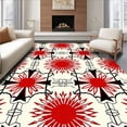 thumbnail image 1 of ODIKA 3'x5' Machine Washable Non-Slip Area Rug, Winter Starburst Plaid with Festive Checkered Detailing High Traffic Rug with Pad, Red, 622567, 1 of 8