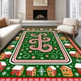 thumbnail image 1 of ODIKA 3'x5' Machine Washable Non-Slip Area Rug, Winter Village Celebration with Gingerbread Houses and Peppermint Accents High Traffic Rug with Pad, Green, 733855, 1 of 8