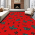 thumbnail image 1 of ODIKA 3'x5' Machine Washable Non-Slip Area Rug, Winter Wonderland Holly Leaf Patterned Festive Hearth Statement High Traffic Rug with Pad, Red, 432989, 1 of 8