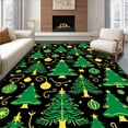 thumbnail image 1 of ODIKA 3'x5' Machine Washable Non-Slip Area Rug, Winter Wonderland Pine Tree Cluster with Ornament Embellishments High Traffic Rug, Black, 743697, 1 of 7