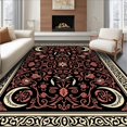 thumbnail image 1 of ODIKA 3'x5' Machine Washable Non-Slip Area Rug, Witchy Moon and Floral Bones Ornate High Traffic Rug with Pad, Black, 514469, 1 of 8